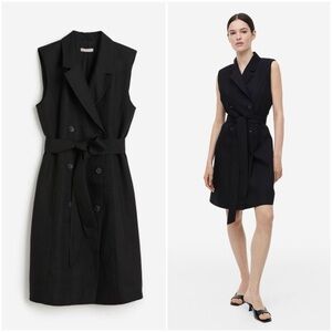 H&M Black Double-Breasted Mini Dress